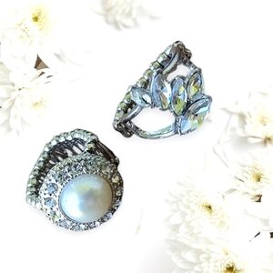 Torrid Elegant Silver and Pearl Cocktail Rings  with Stretchy Band